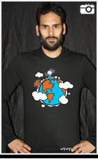 Modelo de camiseta planeta manga larga